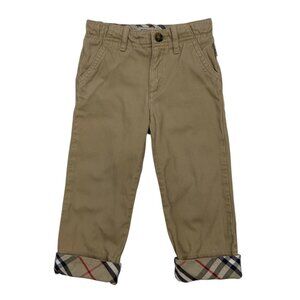 Burberry Boys Pants 2Y 92cm Khaki Plaid Cuffs Flat Front Academia Quiet Luxury